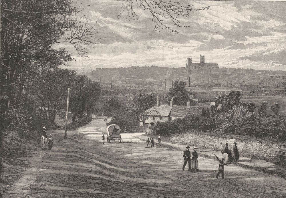 LINCOLNSHIRE. Lincoln, from Canwick 1901 old antique vintage print picture